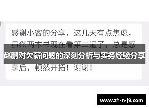 赵鹏对欠薪问题的深刻分析与实务经验分享